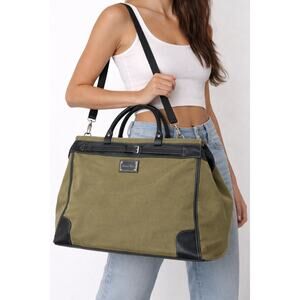 2000s Sydney Love Olive Canvas Satchel Contrast Stitch Weekend Bag
